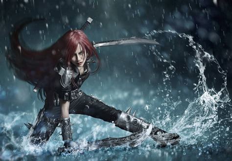 Fantasy Girl Redhead Video Game Characters Cosplay Warrior Long