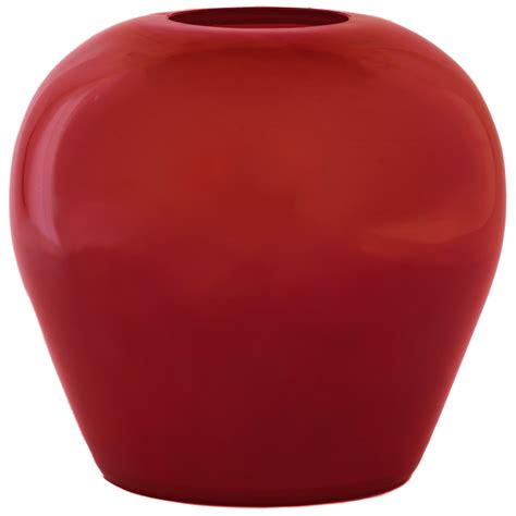 Large Red Olivia Vase In Traditional Murano Glass Giberto