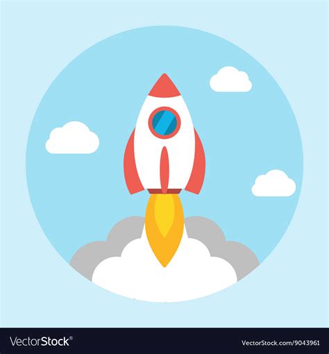 Rocket Launch Icon Flat Royalty Free Vector Image