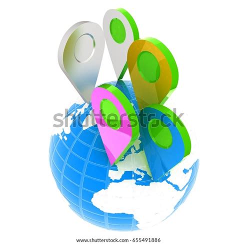 Planet Earth Map Pins Icon Earth Stock Illustration 655491886