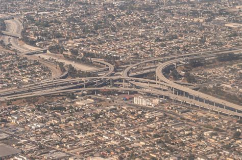 Aerial View Of The 105 And 110 Interchange Stock Photo Download Image