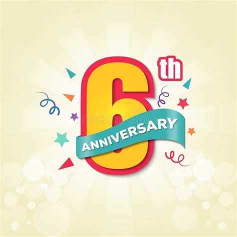 Colorful Anniversary Emblem 6th Anniversary Template Design Vector