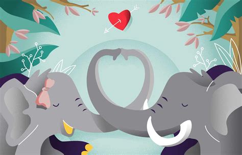 Elephant In Love Romance Background Vector Illustration 179809 Vector