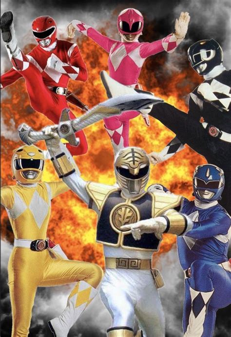 The Power Rangers Are All Dressed Up In Their Respective Costumes And