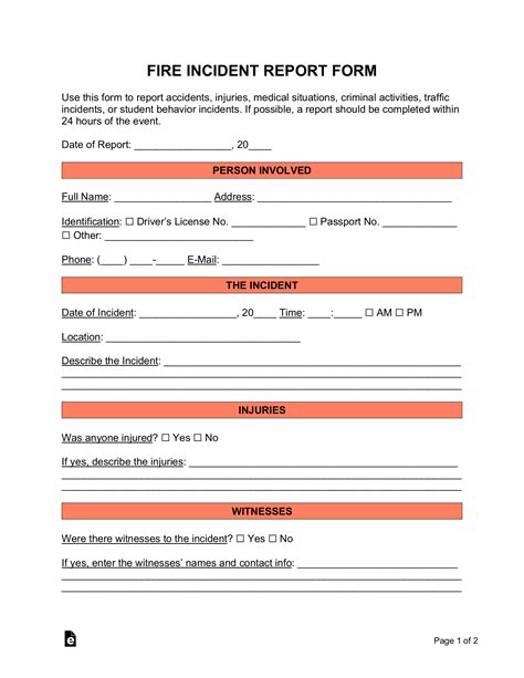 Free Incident Report Templates 18 Sample Pdf Word Eforms