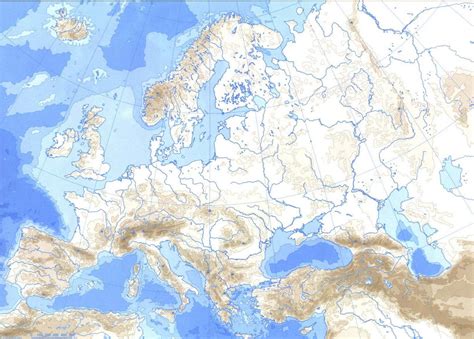 Mapa Fisico Mudo De Europa Rios Y Montañas