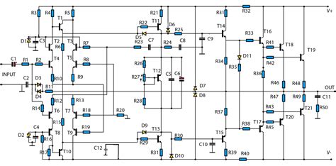 Class c power amplifier is a type of amplifier where the active element (transistor) conduct for less than one half cycle of the input signal. High Power Audio Amplifier 2800W Circuit Schematic Diagram - The Circuit