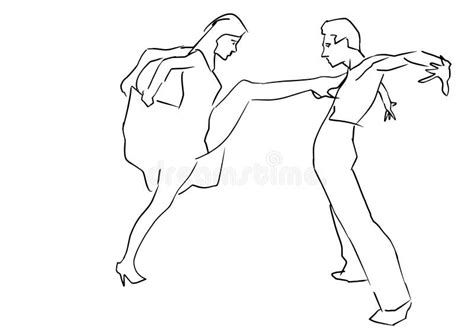 Dancing Couple Line Art Sketch Vector Stock Vector Illustration Of