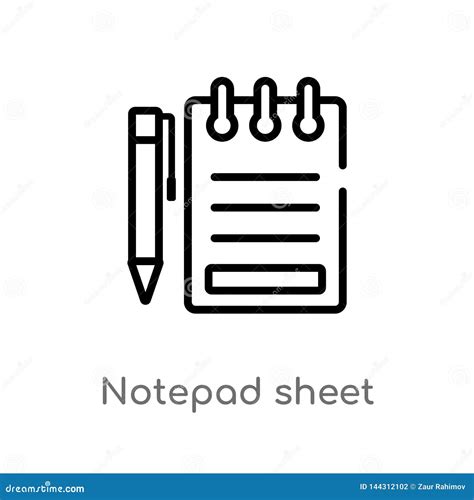 Outline Notepad Sheet Vector Icon Isolated Black Simple Line Element