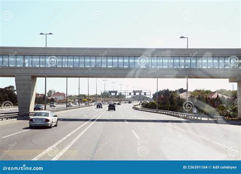 Overground Pedestrian Crossing Pedestrian Bridge Across The Highway