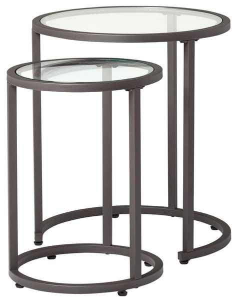 Nesting coffee table round ikea hack beautiful simple home design. Camber Modern Glass Round Nesting Tables 20", Pewter ...
