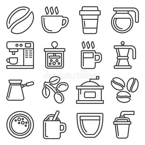Coffee Icons Set On White Background Line Style Vector Stock Vector