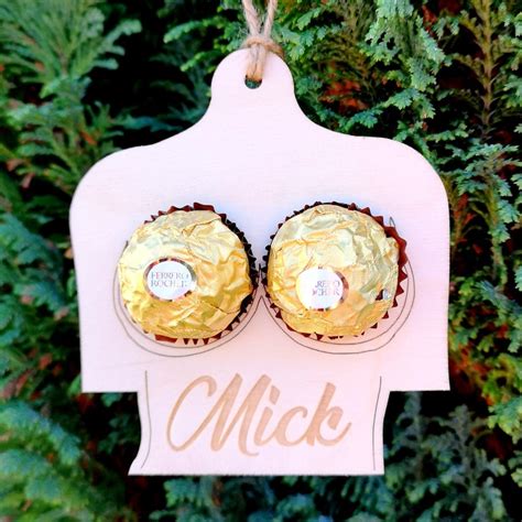Wooden Personalised Or Plain Boobs Ferrero Rocher Chocolate Holder