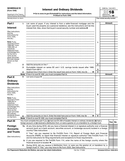 Irs Form 1040 Schedule B 2018 Fill Out Sign Online And Download