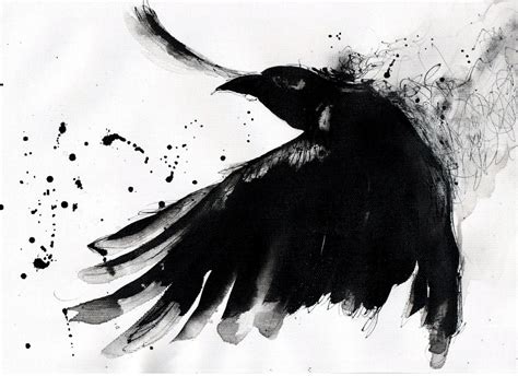 Crow Painting Ink On 8x12in Canvas A4 20x30cm Abstract Etsy
