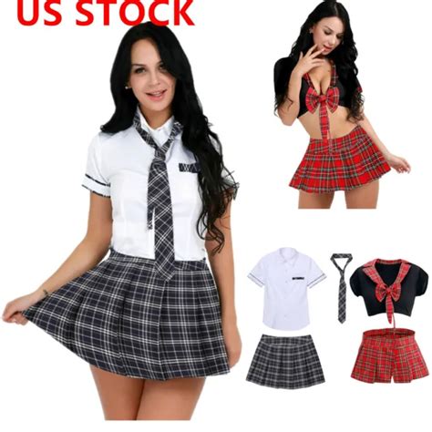 Us Sexy Naughty Women School Girl Uniform Student Dress Halloween Party