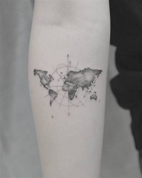 35 Best World Map Tattoo Ideas For Travel Lovers World Map Tattoos