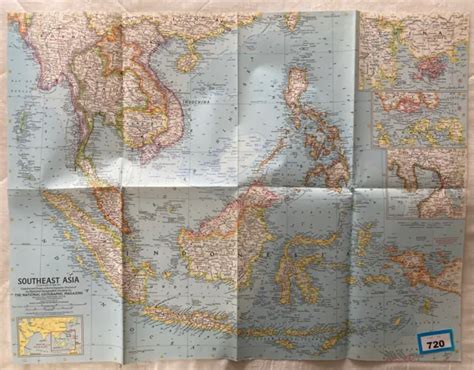 Vintage Map Of Southeast Asia For Sale Picclick Uk