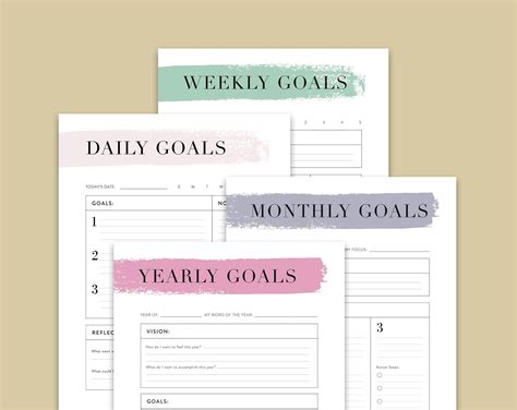 Goal Setting Bundle Yearly Monthly Weekly Daily Goal Etsy Goal