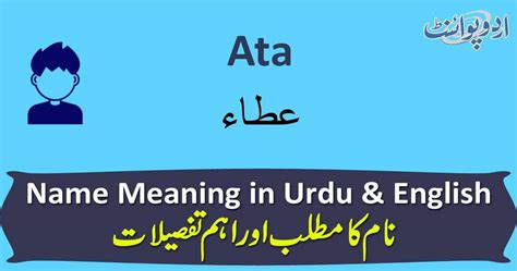 Ata Name Meaning In Urdu عطاء Ata Muslim Boy Name