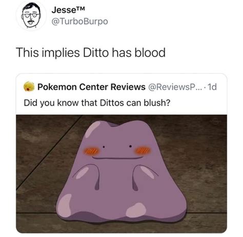 Turboburpo This Implies Ditto Has Blood Pokemon Center Reviews