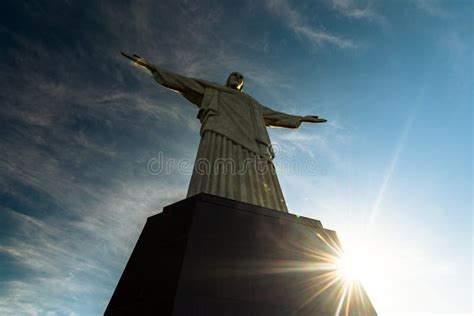 Christ The Redeemer Statue By Sunset Editorial Stock Photo Image Of