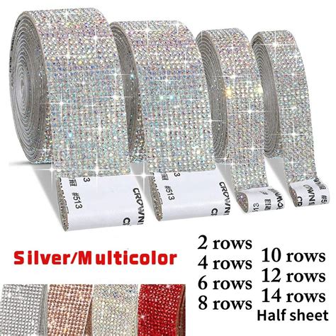 buy self adhesive crystal rhinestone diamond ribbon diy decoration sticker with 2 mm rhinestones