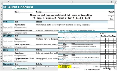 5s Checklist Template Pdf And Excel File Etsy
