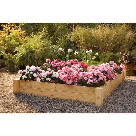 Fasten the stake to the raised bed side rails with deck screws ($33, the home depot). Rustic Natural Cedar Furniture Company® Raised Bed Planter ...