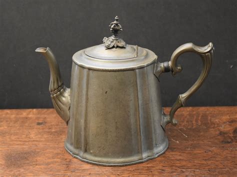 Antique English Britannia Metal Tea Pot Philip Asberry And Sons Hart