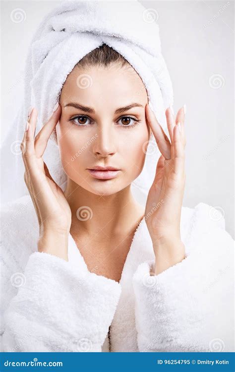 Young Sensual Woman With Bath Towel On Head Stock Image Image Of Facial Caucasian 96254795