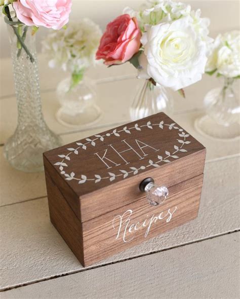 If you're on the hunt for a personalized bridal shower gift, know that you can add on a monogrammed luggage tag. Personalized Wood Recipe Box Monogrammed Bridal Shower ...