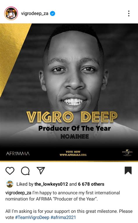 Vigro Deep Reacts To His First International Award Nomination The