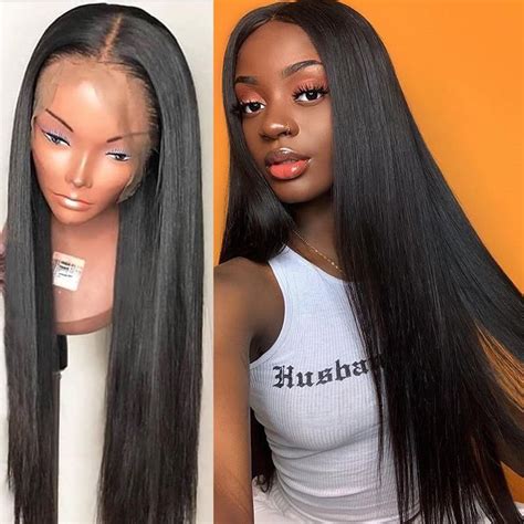 Straight Glueless Lace Front Human Hair Wigs For Women 250 Density