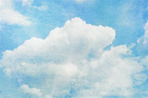 Blue Watercolor Cloud And Sky Stock Photo Image Of Blue White 66195946