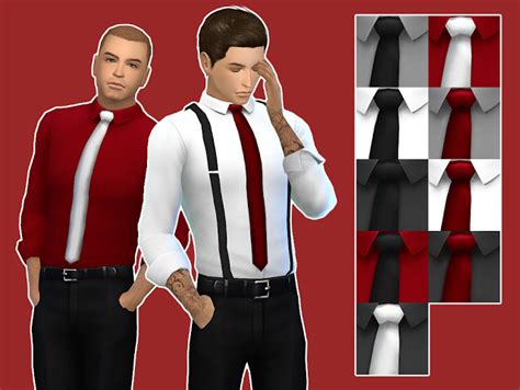 Sims 4 Ccs The Best Shirt With Tie And Suspenders For Males By