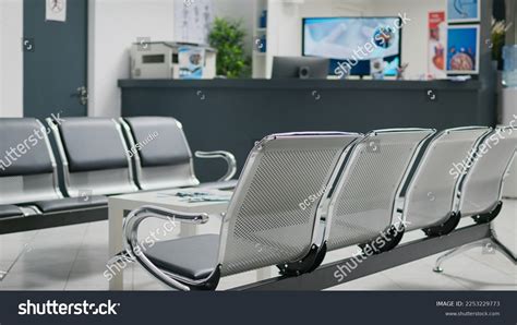 Empty Hospital Reception Desk Waiting Area Stock Photo 2253229773