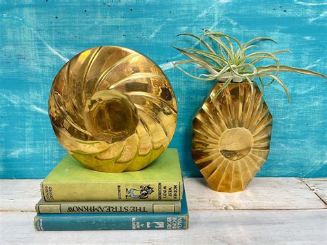 Vintage Brass Art Deco Vase Round Or Oval Brass Vase Retro Etsy