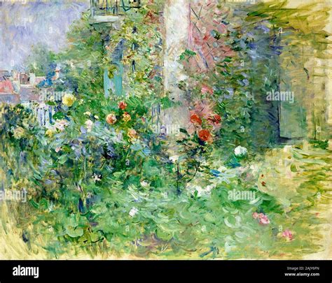 Berthe Morisot The Garden At Bougival Landscape Painting 1884 Stock