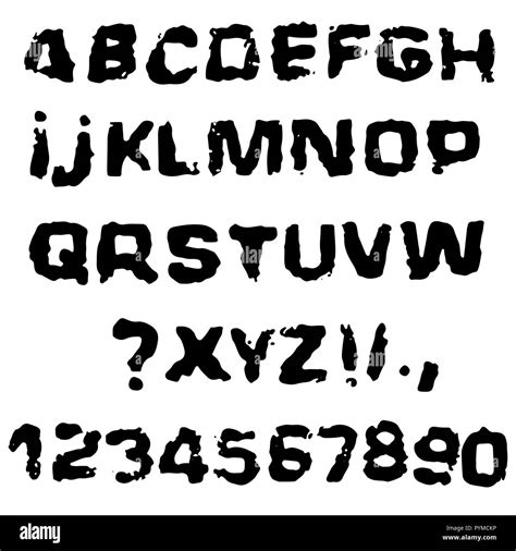 Distressed Grunge Alphabet Stamp Ink Font Vector Illustration Stock