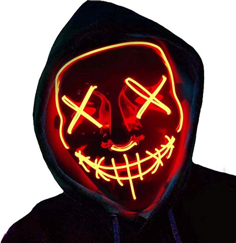 Halloween Mask Led Light Up Mask Scary Glowing Mask For