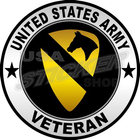 Us Army 1st Cavalry Veteran Patch Sticker Round Usa