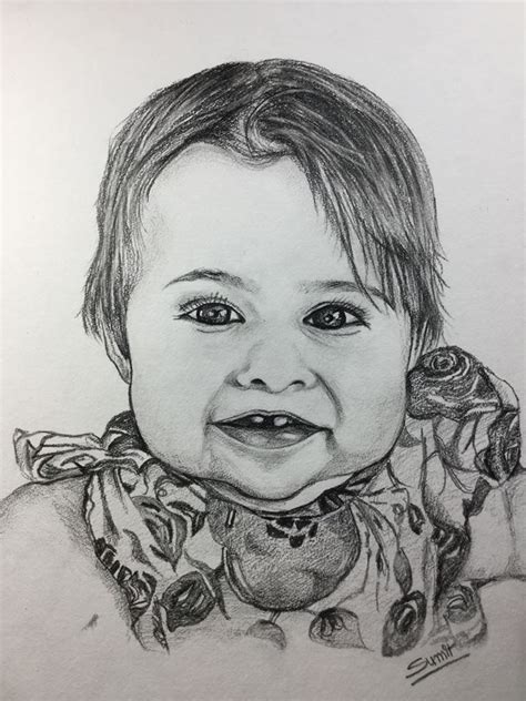 Portrait Drawing Of A Baby Girl Portrait Drawing Portrait Painting