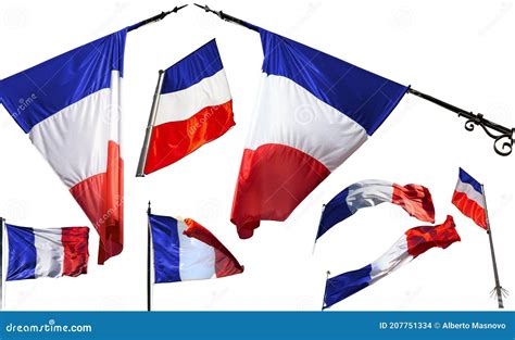 National French Flags Isolated On White Background Stock Photo Image