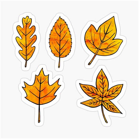 Yellow Leaves Sticker By Olooriel Leaves Sticker Print Stickers Cute Stickers