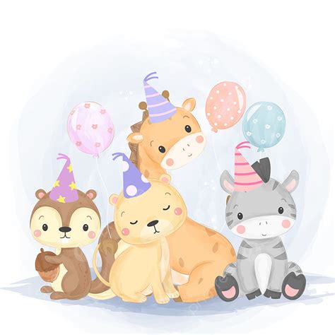 Cute Animal Illustration Vector Hd Images Cute Birthday Animals