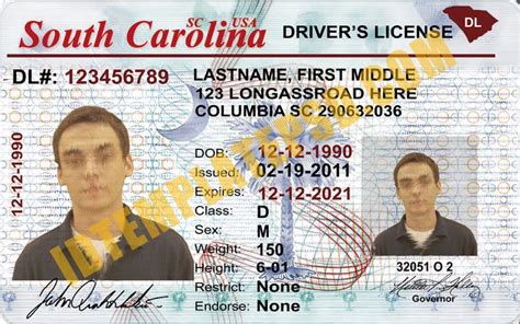 This Is South Carolina Usa State Drivers License Psd