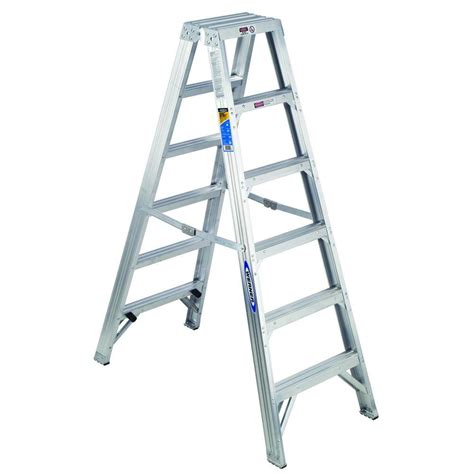 Werner 6 Ft Aluminum Twin Step Ladder With 375 Lb Load Capacity Type