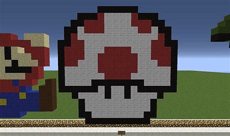 Mario Power Up Mushroom Pixel Art Minecraft Map
