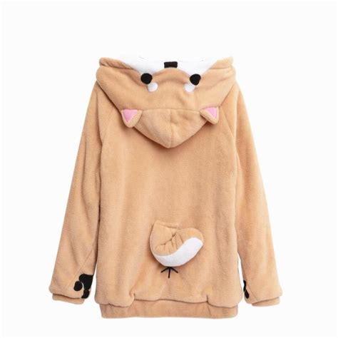 Harajuku Japanese Kawaii Shiba Inu Hoodies Winter Plush Hoodie Sweater